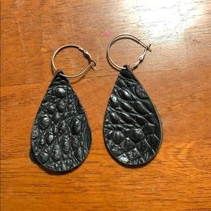 Black leather earrings